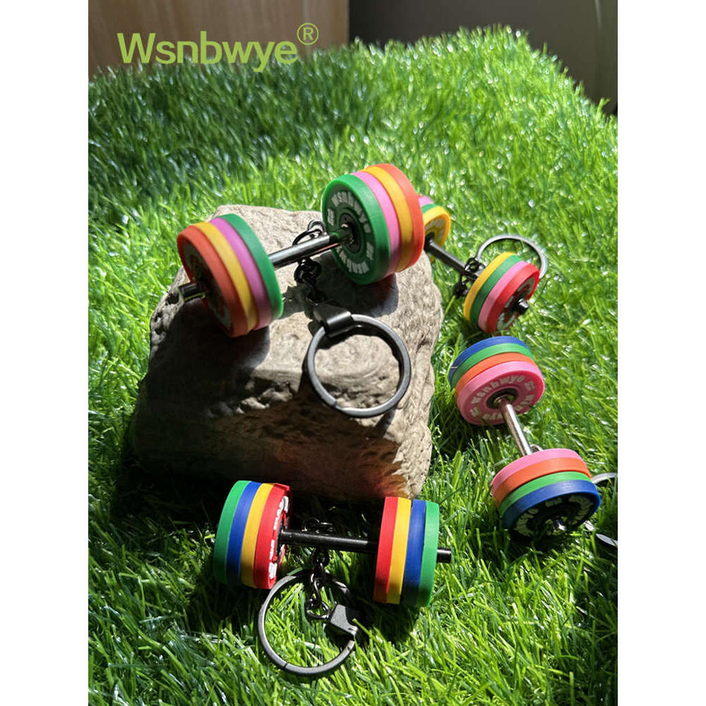 Designer Keychain Bag Charm Keychain Wallet Personalized Light Creative Gift Weightlifting Mini Barbell Silicone Small Pendant Fiess Keychain Key Ring
