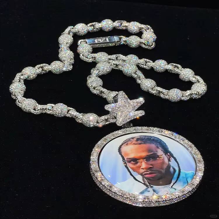 Personalized Made Moissanite Sublimation Metal Necklace Gold Plated Family Pendent Picture Photo Memory Charm Necklace for Photo