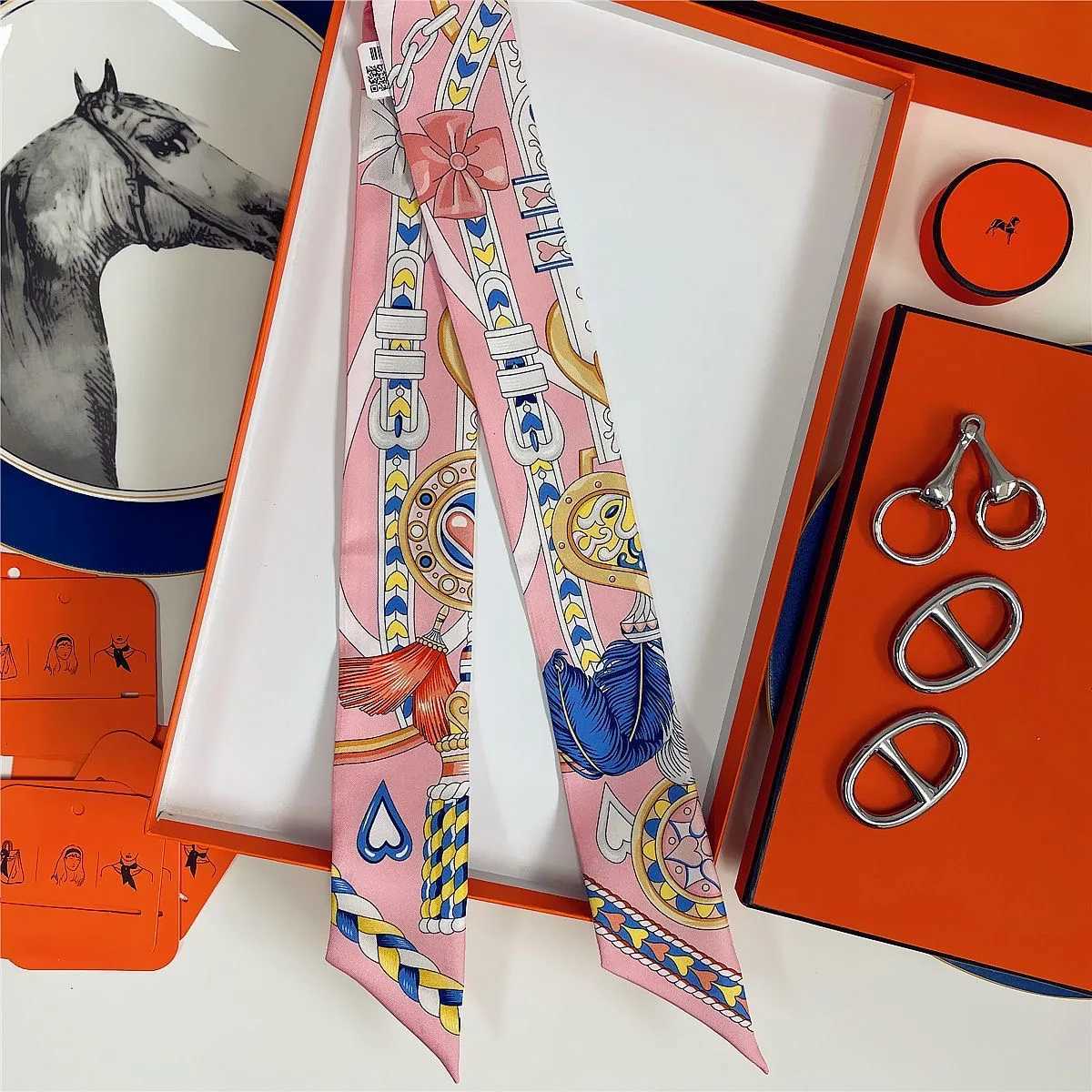French New Style Scarf Heart Leather Buckle Feather Pattern Bow Ribbon for Women Tied Bags Necktie Multifunctional Accessories H260509