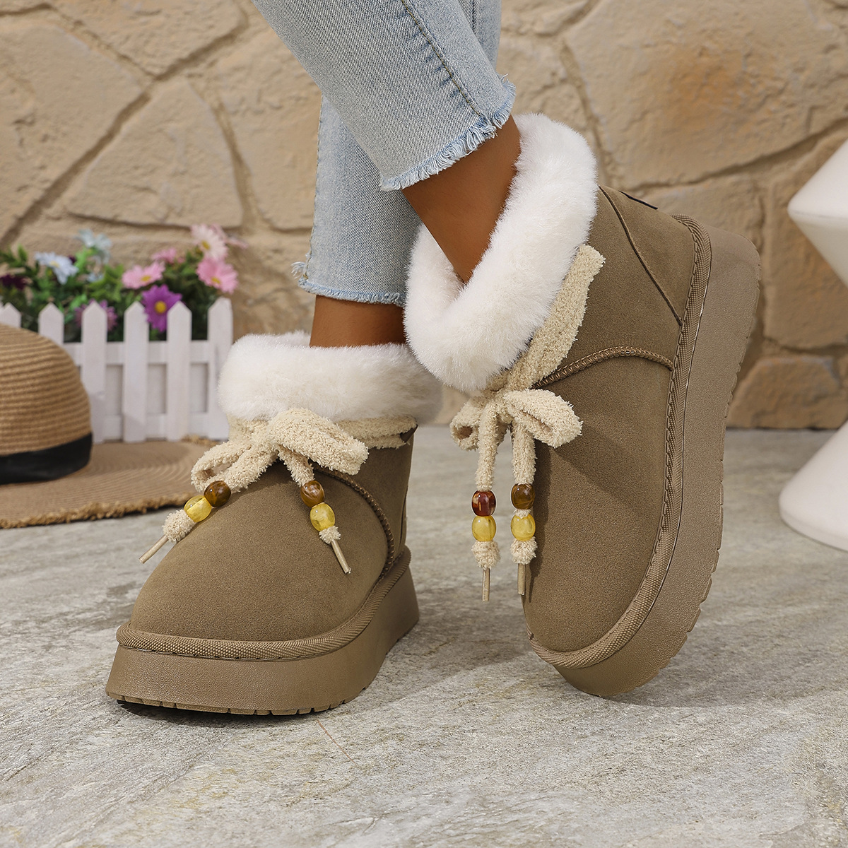 Vintage Versatile Womens Cotton Shoes Autumn Winter 2025 Designer New Style Outdoor Lined Thickened Warm Snow Boots Sizes 36 to 41
