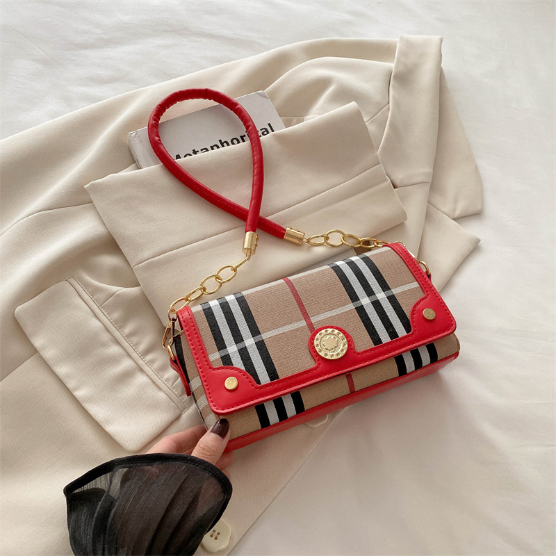 New Fashion Women's Bag 2025 High Quality Explosive Versatile Shoulder Bag Striped Splicing Crossbody Bag
