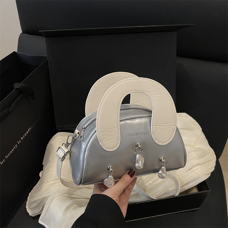 3Colors PU Leather Women Handbags Chic Zipper Bowling Pack Crossbody Bags Elegant Office Lady Small Clutches 241009
