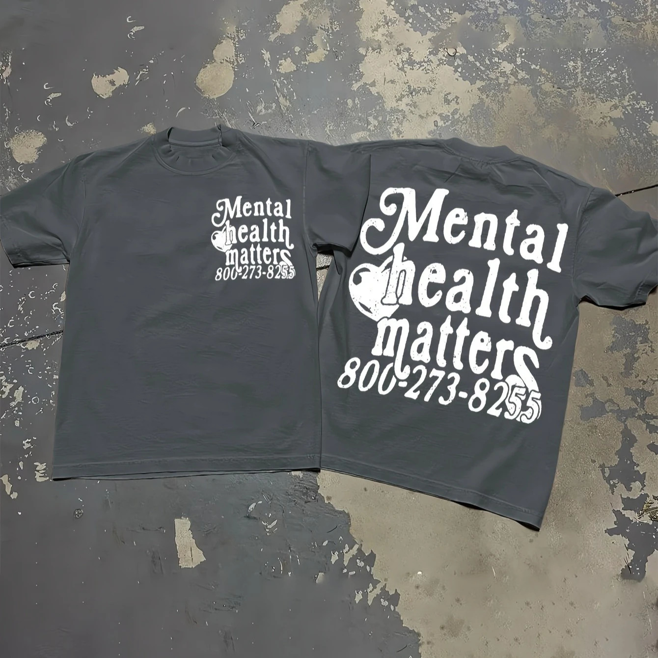 Men Women Summer Round Neck Short Sleeved Casual Cotton Print T-shirt MENTAL HEALTH MATTERS Letter Print Vintage Y2K Streetwear 250822