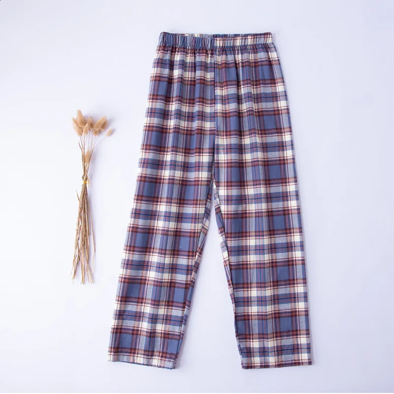 Mens Cotton Plaid Pajama Long Sleeping Pants Male Casual Loose Trousers Loungewear Cozy Soft Breathable Sleep Bottoms Nightwear 250822