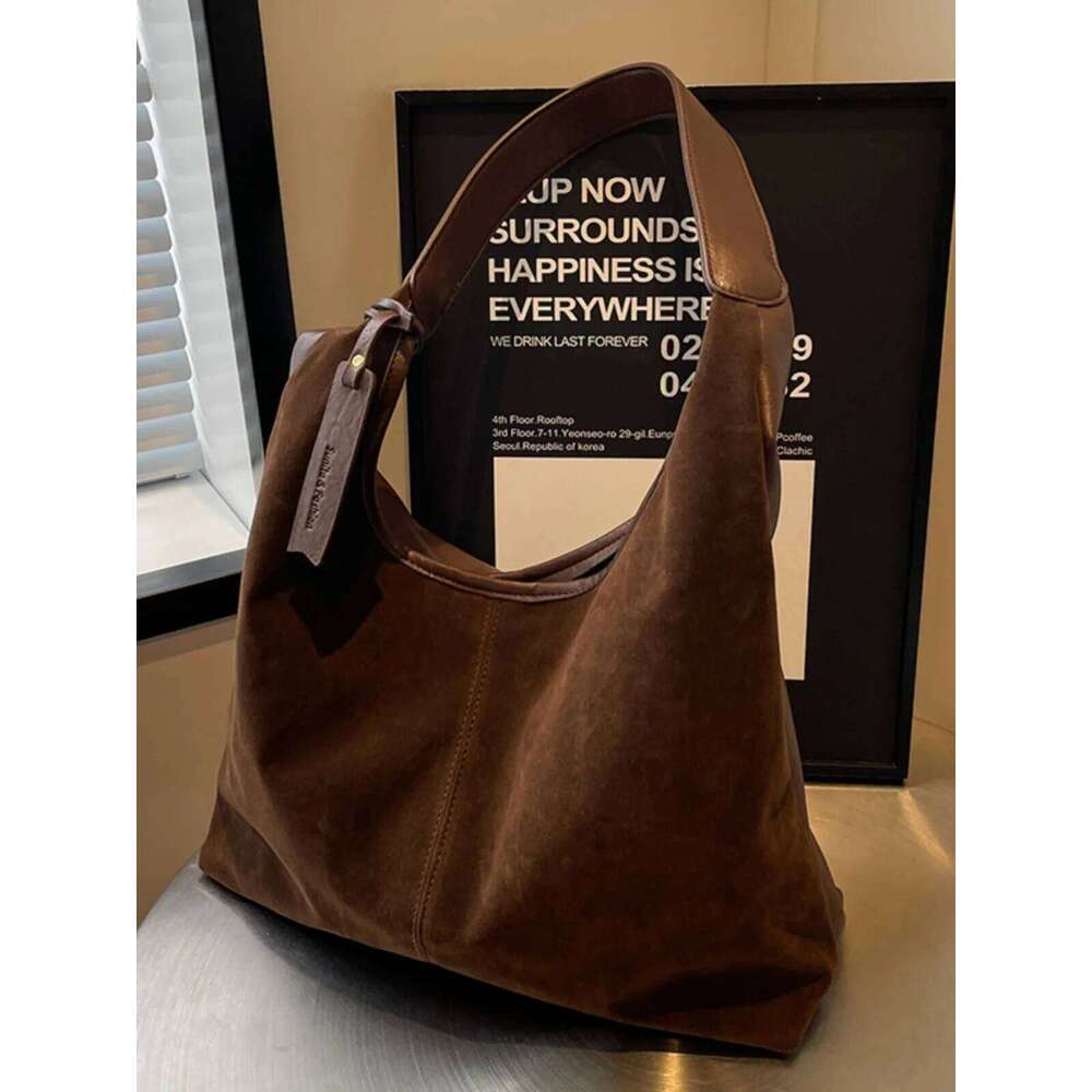 Designer Bags Autumn And Winter Designer Bag Women's Suede Tote Shoulder Half Moon Armpit Casual Simple Leisure Magnetic Bule Closure Soft PU Lea
