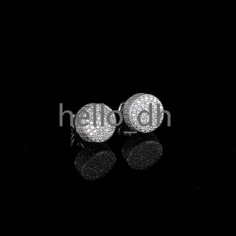 Hip Hop Jewelry Diamond Earrings Full Pave moissanite moissaniteia Flat Cylindrical Screw Back Earrings