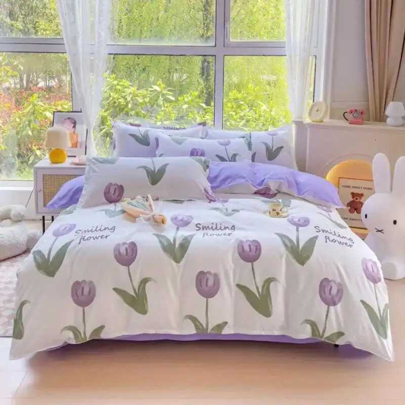 New Designer Matted Four-piece Set Thick Sheet Quilt Cover Summer Washed Cotton Student Three-piece Luxury Bedding G250822