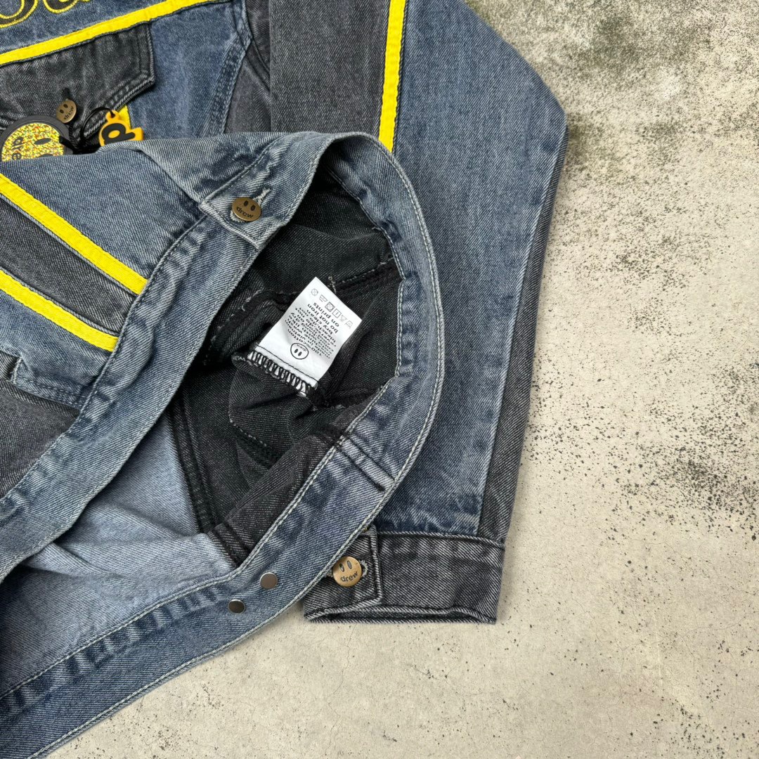 DREW HOUSE Jackets designer American denim with black and blue patchwork embroidered letters coats