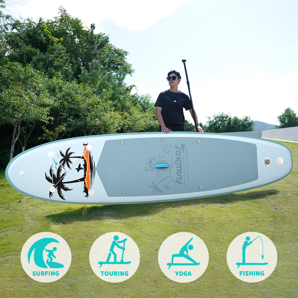 FunWater Surfboard paddleboard 335*83*15CM inflatable stand up paddle board sup supboard padel water sport with Backpack Paddles coconut tree koi monk