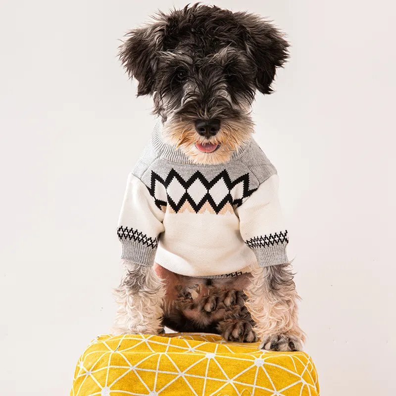 Designer Clothes Brand Dog Pullover Sweater with Classic Letters Pattern Cold Weather Cable Knitwear, Thick Warm Coats for Chihuahua, Bulldog, Yorkie 