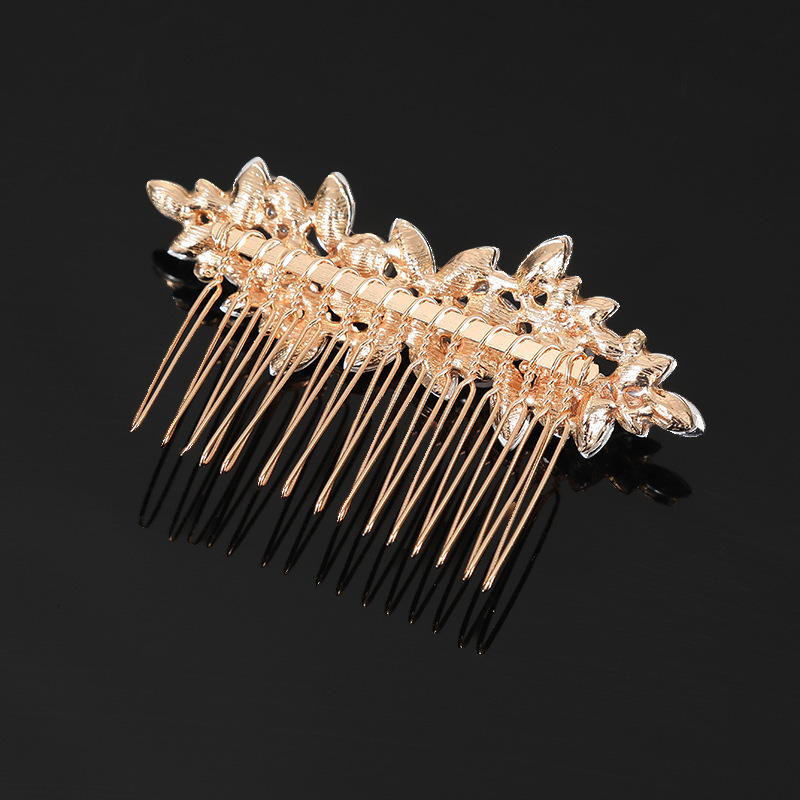 Wedding Banquet Headpiece Crystal Gold Pearl Rhinestone Insert Comb Jewelry Bride Hair Accessory SY-8070