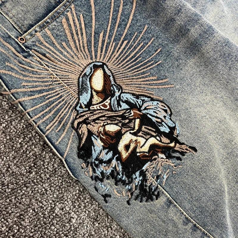Designer Men's Jeans Derschutze 25ss Trend Brand Embroidery Patchwork Pattern Loose Casual Men Women Versatile Straight-leg Denim Pants