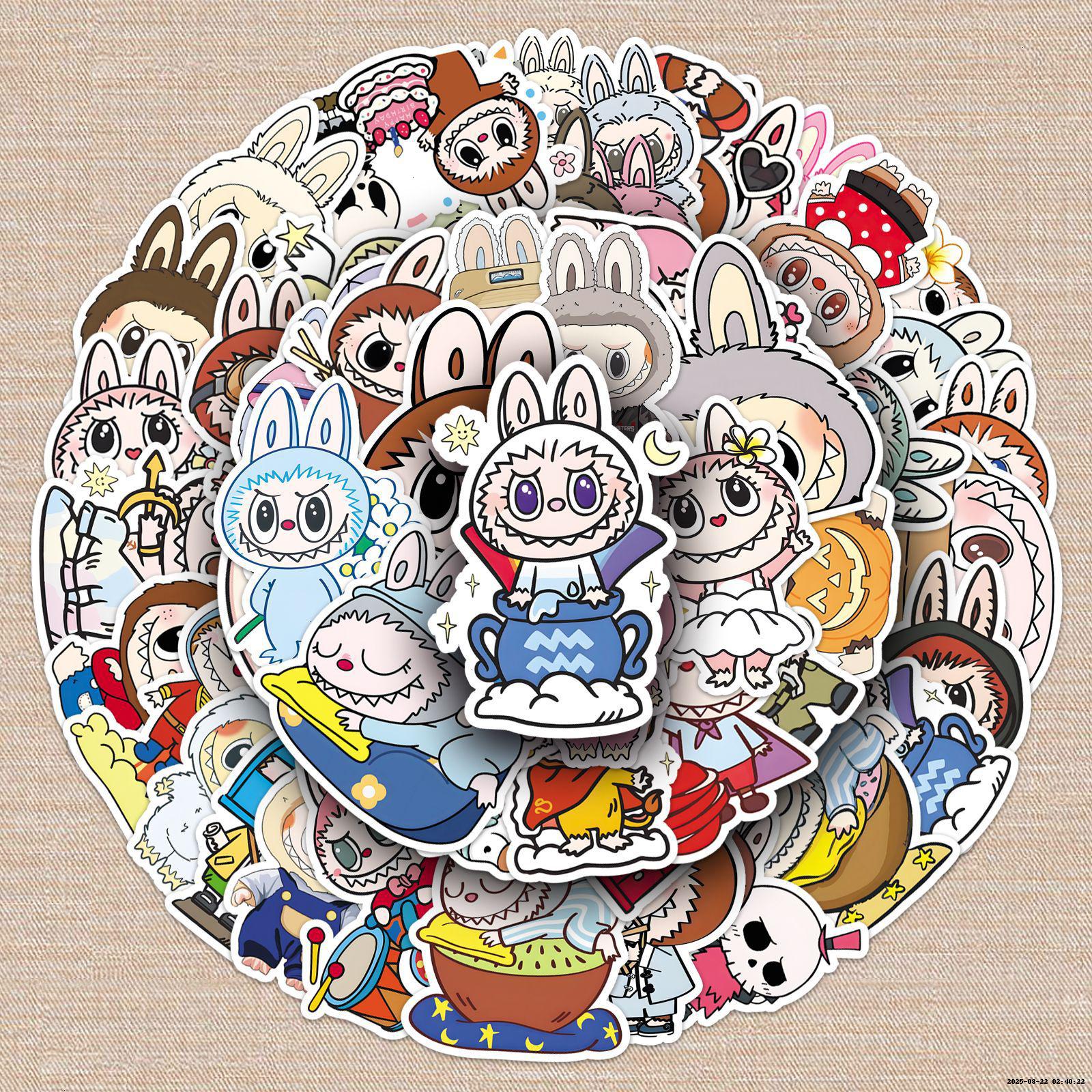 Labubu Stickers 55PCS - Anime Decals for Phone, Laptop, Water Bottle - Waterproof Vinyl Decoration for Kids-xl