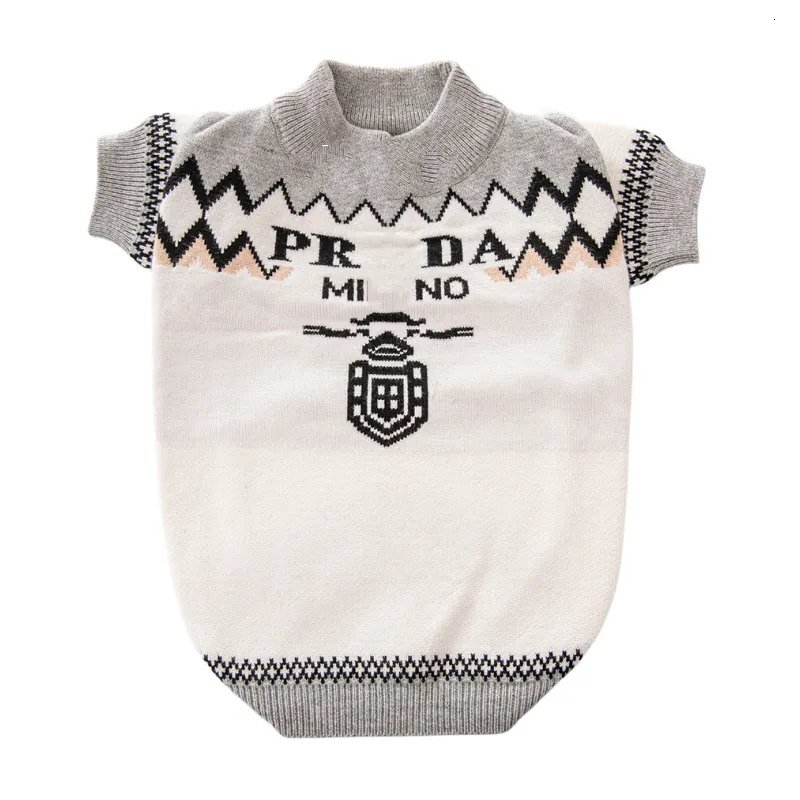 Designer Clothes Brand Dog Pullover Sweater with Classic Letters Pattern Cold Weather Cable Knitwear, Thick Warm Coats for Chihuahua, Bulldog, Yorkie 