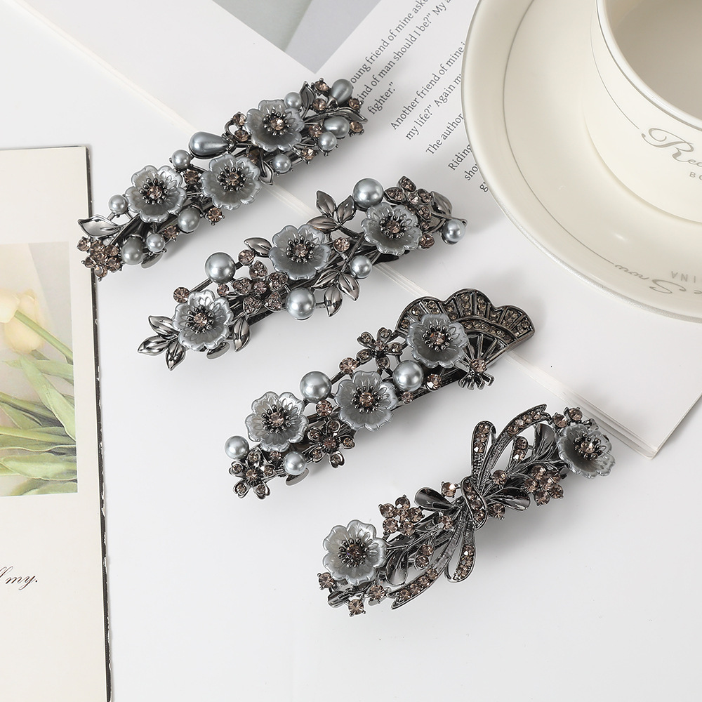 New Small Flower High-end Alloy Spring Clip Hairpin Accessories Women's Hair Ornament SY-8129