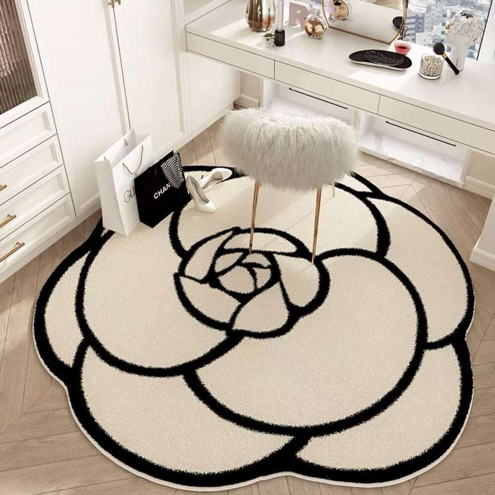 Camellia Irregular Carpet Large Area Luxury Cloakroom Dressing Table Mat Home Bedroom Bedside Rug