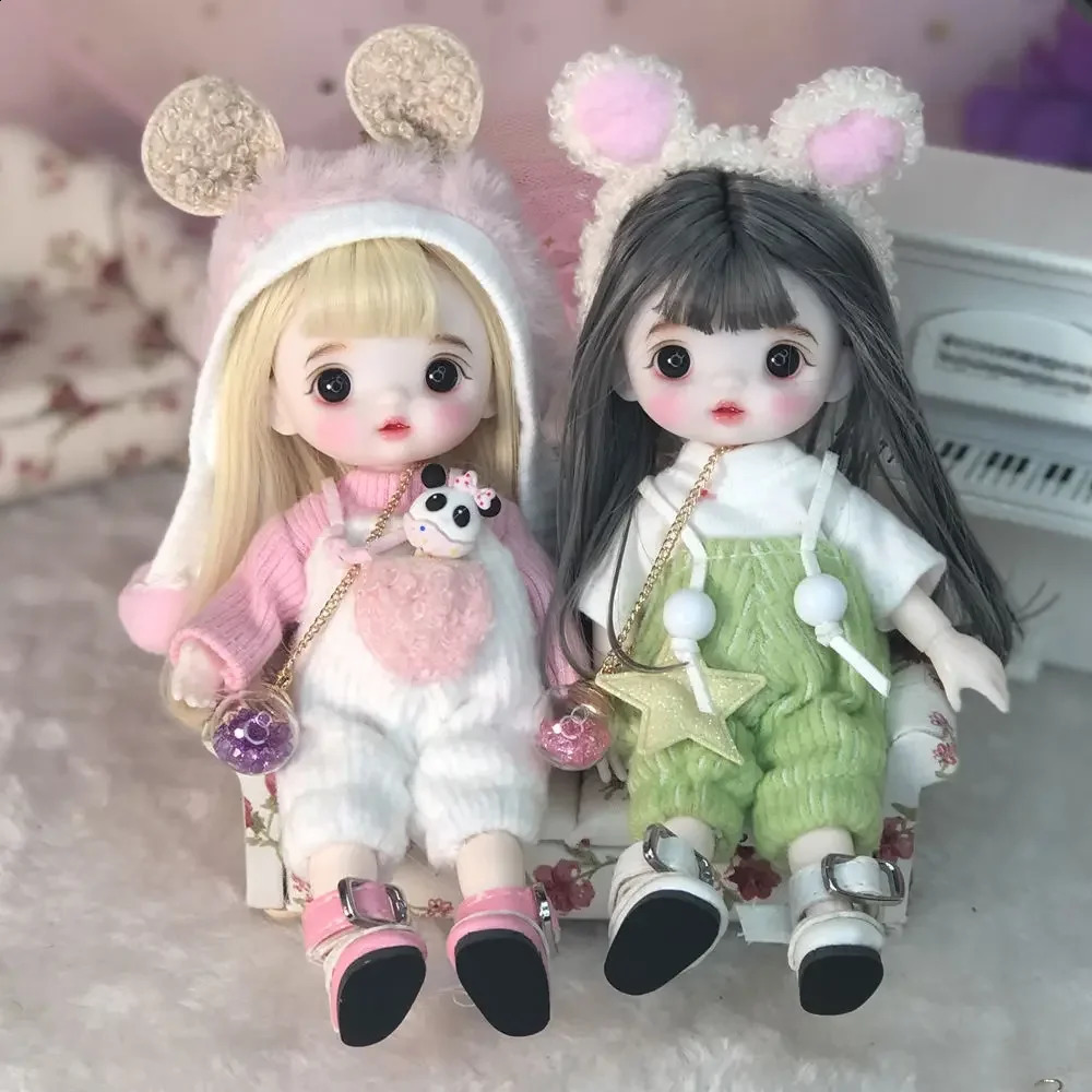 17CM Mini Cute BJD Dolls Fashion Full Set Princess Makeup Joints Movable Accessories 16CM 18 Doll Girls Child Toy Gifts 250822