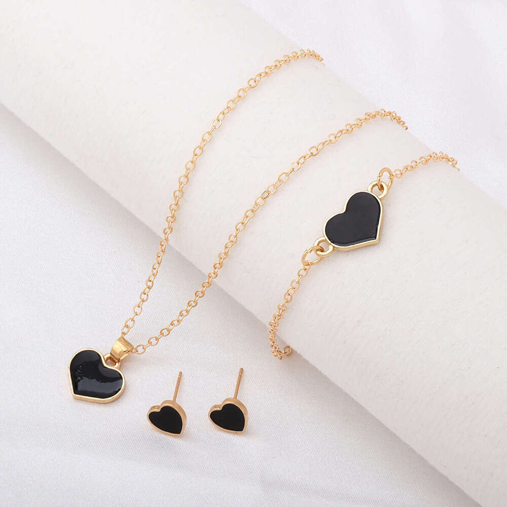 rose gold color necklace set jewelry jewelry sets women double rings earings necklace titanium steel sets hot fasion