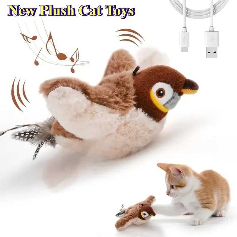 Hot Cat Interactive Toys Catnip Electric Pat Bird (with Catnip) Dog Cats Touch-Activated Squeaky Plush Toy Pet USB Rechargeable XJ250823