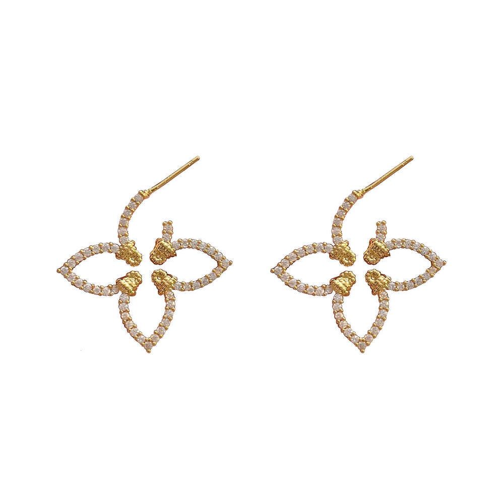 Top 18k Gold Earring Luxury High Quality Women Crystal Diamond Plated Studs Earrings Wedding Party Jewelry