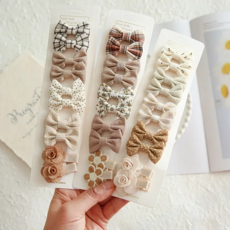 10Pcs/Set Childrens Hairpins Cute Headwear Hair Accessories Bow for Baby Girl Scrunchie Hair Clips Kids Barrettes Headwear 250822