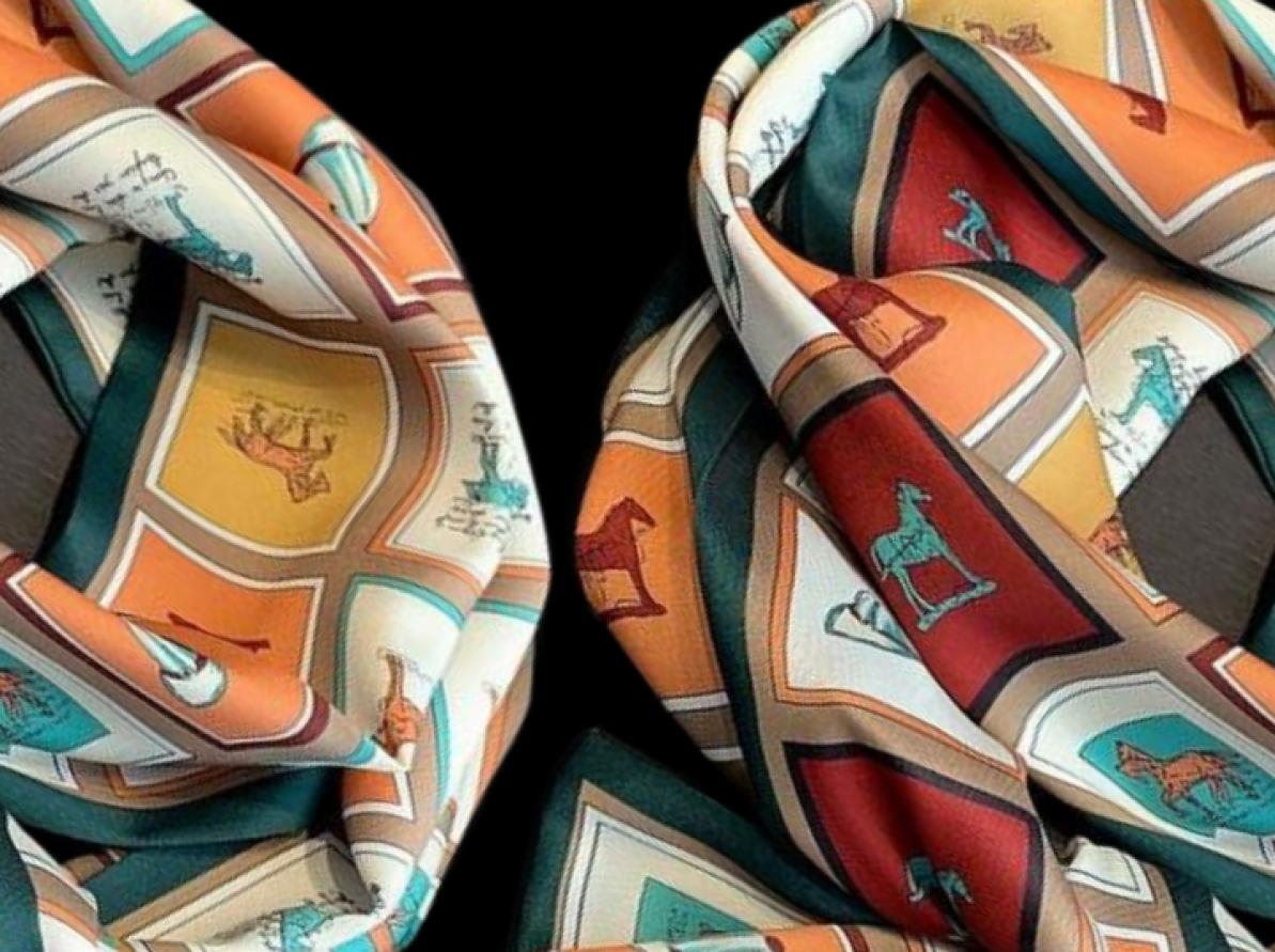 Scarves 2021 Fashion Floral Print Silk Scarf Women Thin Neck Long Office Lady Shawl Bandanas Female Bag Hair Scarfs Handkerchief4696505