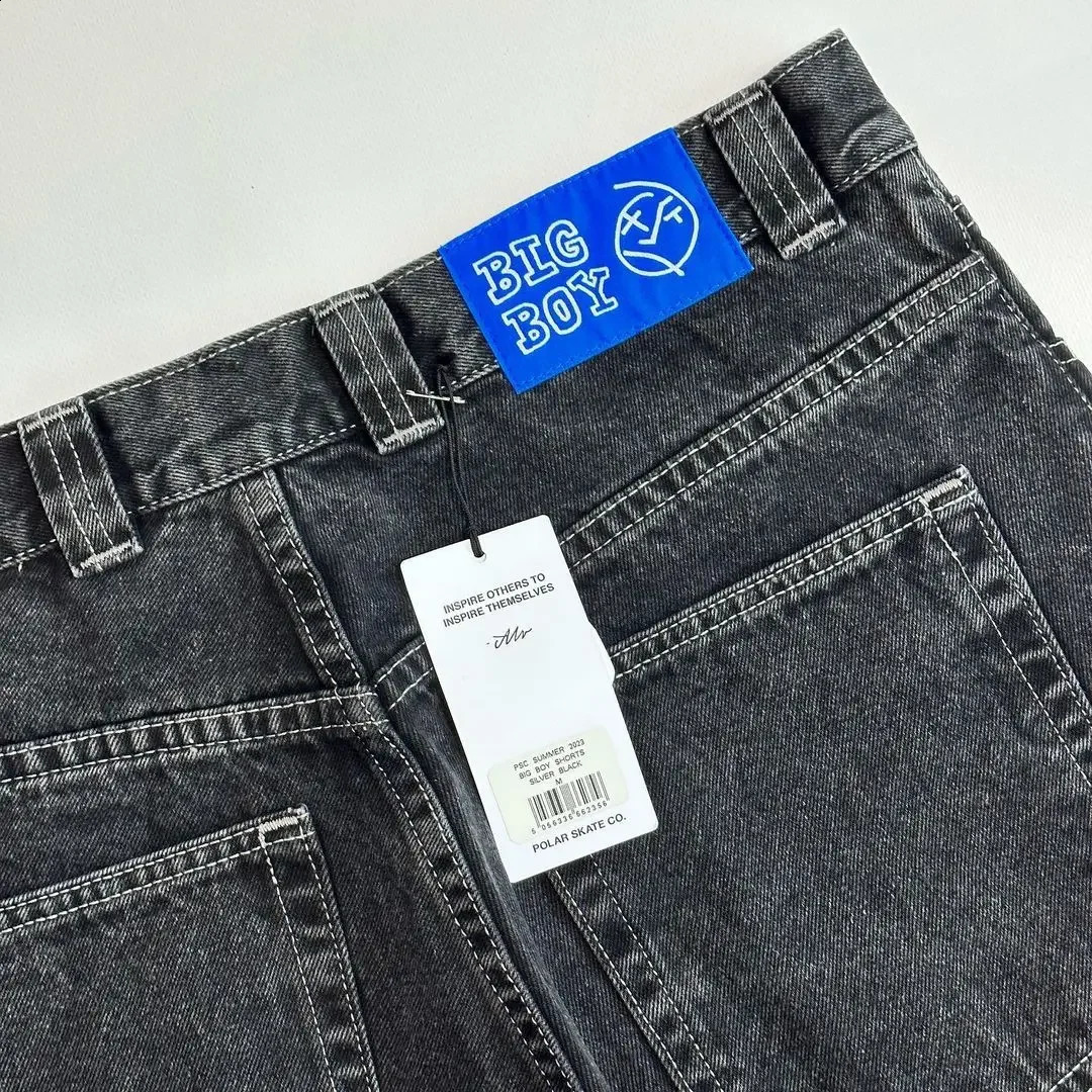 Polar Big Boy Streetwear Skateboard Retro Blue Denim Shorts Harajuku Hip Hop Cartoon Graphics Embroidered Baggy Short Sweatpants 250823