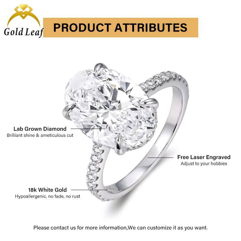 Jewelry Customized 14K 18K Gold Oval Shape IGI Certified DEF VVS 10CT 8CT 6CT Lab Grown Diamond Rings