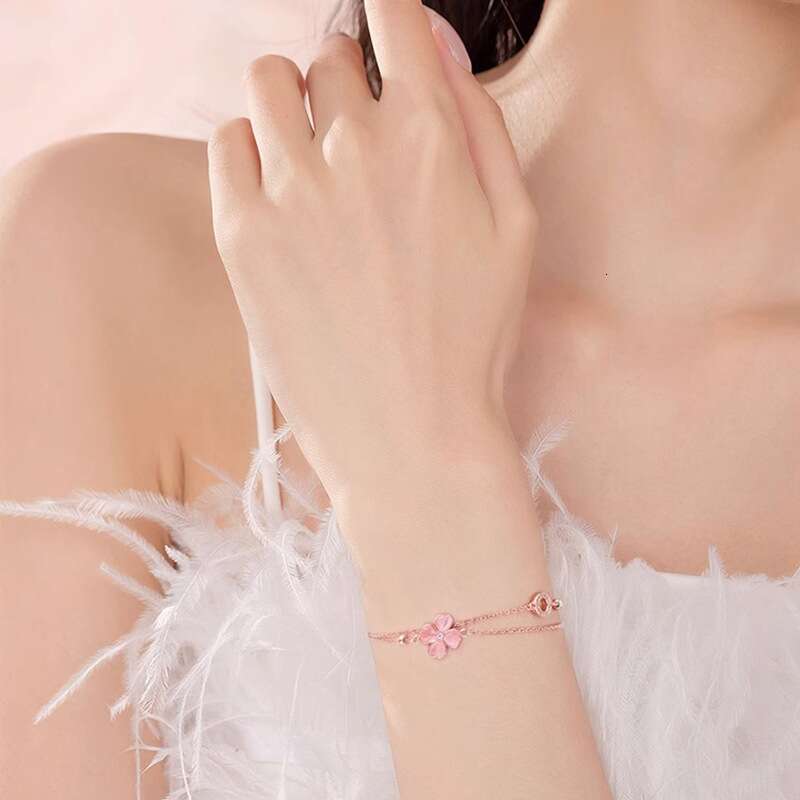 Bracelet Womens Charm Bracelets S925 Silver 18K Gold Plated Natural Chalcedony Luxury Jewelry Gift for Women