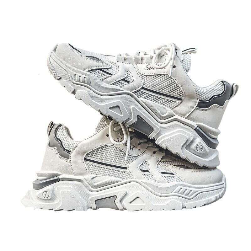 Men's Summer Breathable New Style Trend All-match Youth Sports Leisure Thick Bottom Heightening Little White Dad Shoes