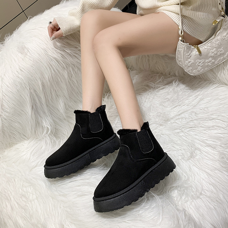 Large size 36-41 women's snow boots 2025 new design solid color elastic mouth warm short cotton boots free shipping