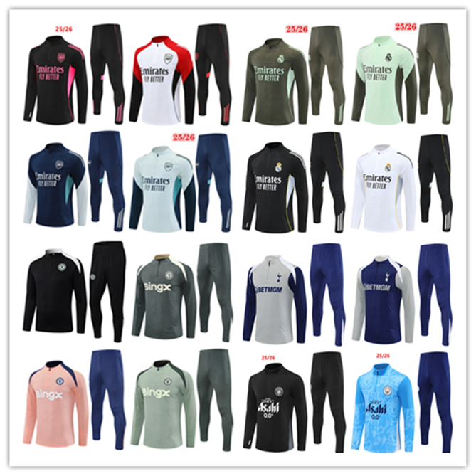2025 2026 Arsen A rsenal soccer tracksuit Reals Madrids training suit Men and kids 25 26 Mbappe BELLINGHAM football tracksuit Survetement Foot chandal