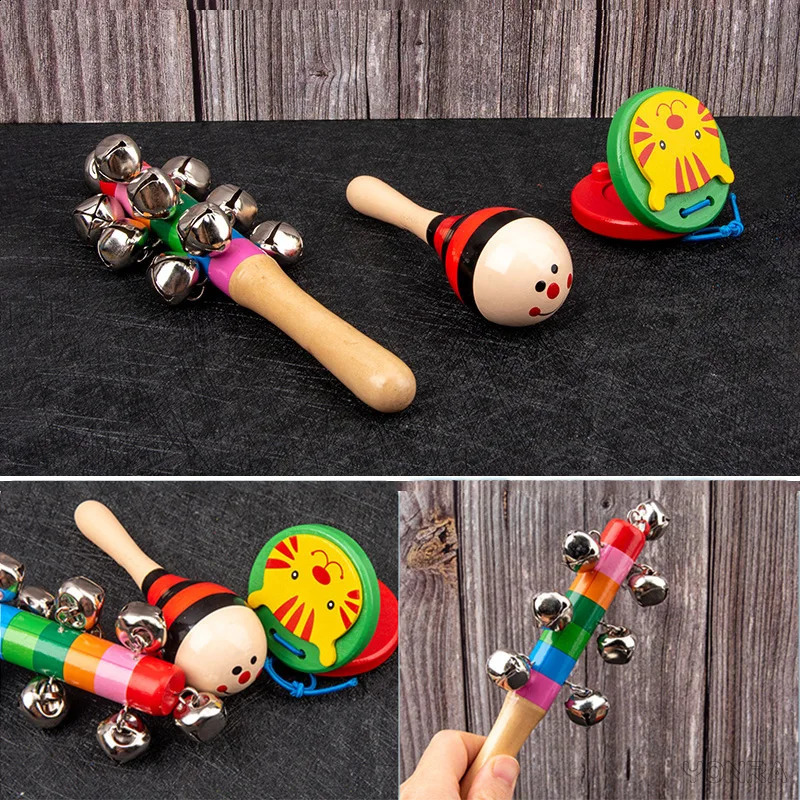 9 in 1 Wooden Montessori Toys Rattle Bell Drum Column Set Musical Instruments Sensory Early Toy Toddler Education 250822