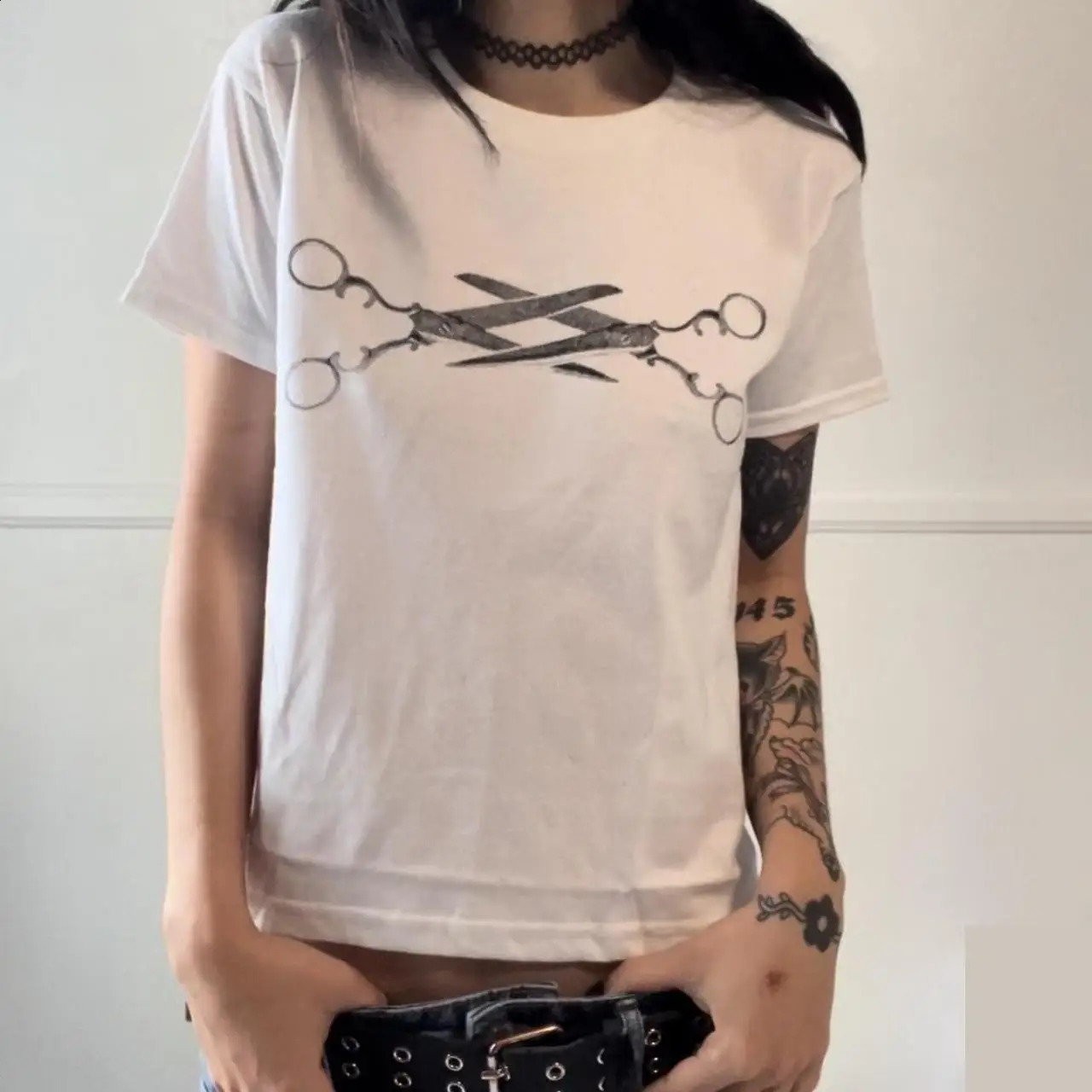 2000s Harajuku Punk Goth Sexy Crop Top Womens Summer 90s Grunge Graphic Punk Print Fashion Slim Tops Vintage Baby Tees Emo Kpop 250823