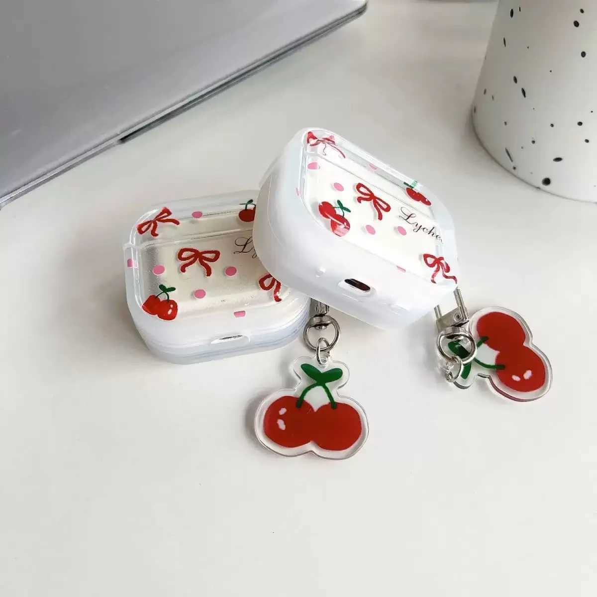Lovely Cherry Blossom Bow For Air Pods 4 3 Pro 2 1 Bluetooth Headphones Cover with Keychain Silicone Cover Protective Case X250822