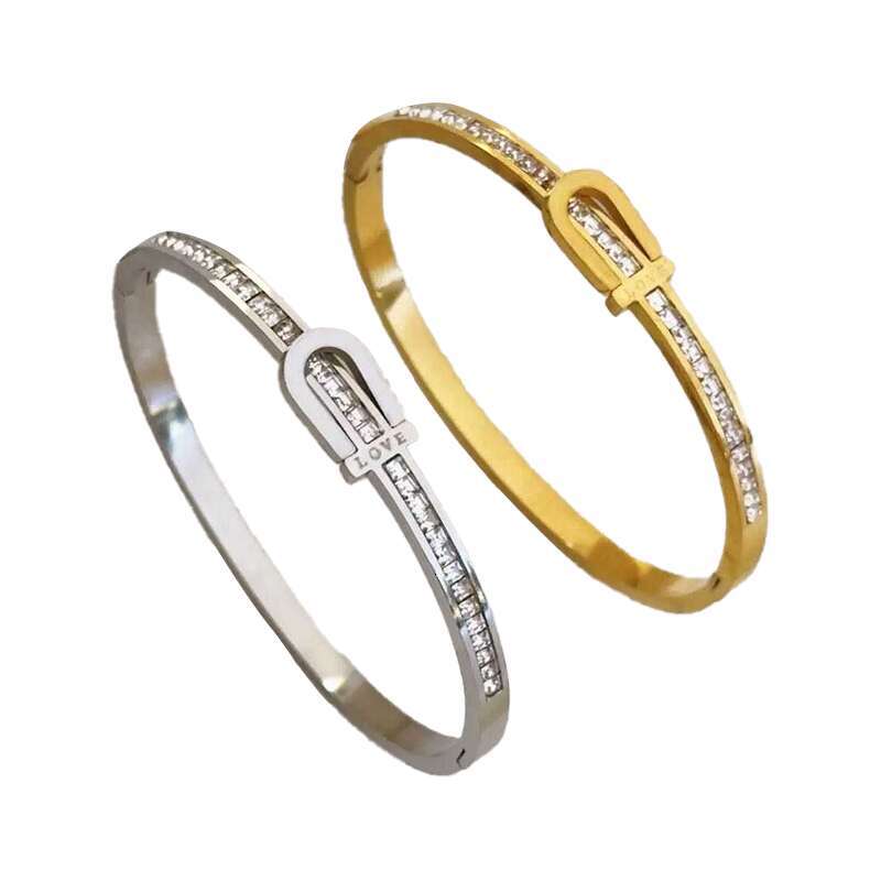 bracelets Nail Bracelet luxury Jewelry Men and Women classic fashion bracelt oval diamond 18k gold silver rose Titanium steel cuff bracelet Festival g