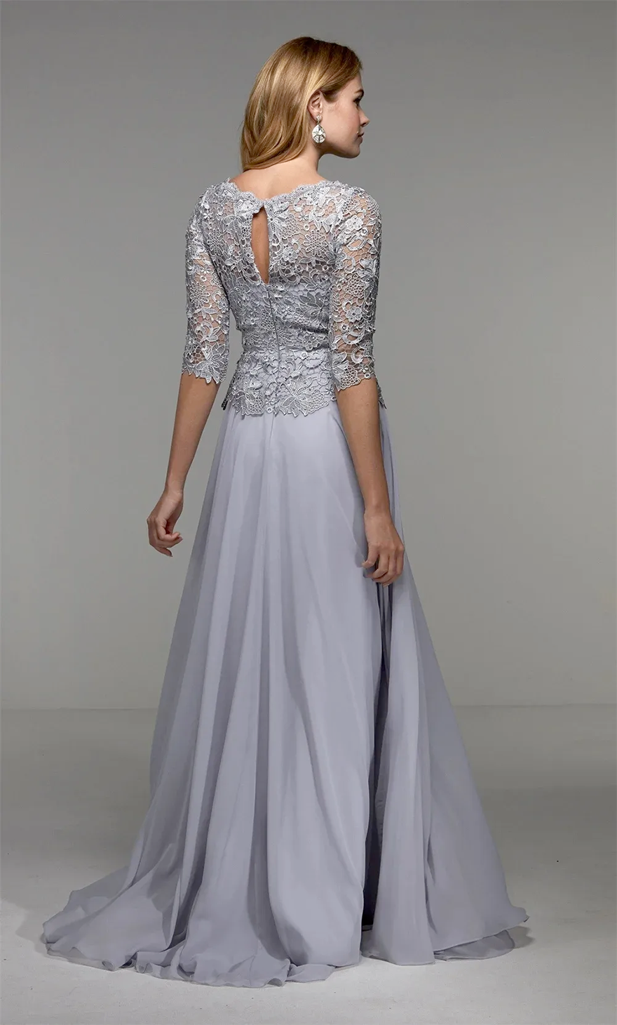 Elegant Mother of the Bride Dress 2025 Round Neck Lace Chiffon A-Line Wedding Groom Guest Party Gowns Ceremony Robe De Soiree