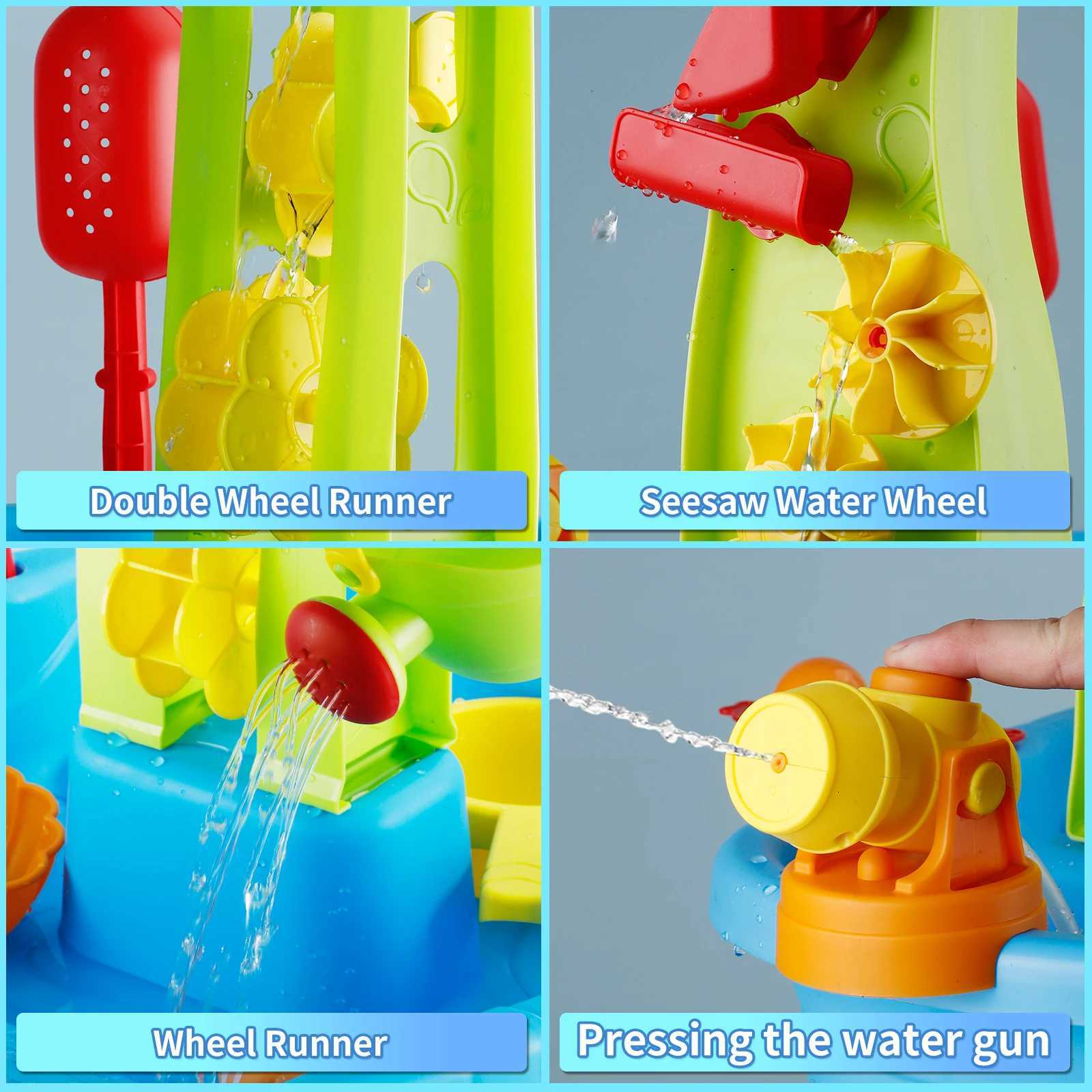 3-Tier Kids Splash Sand Table Water Toys Rain Showers Splash Pond for Outdoor Beach Backyard Halloween/Christmas/Thanksgiving W250823