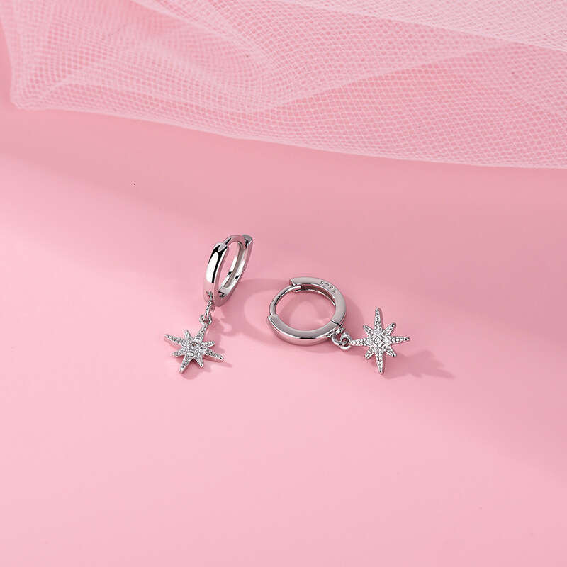 Hexagonal star earrings Earring For Women Earrings Drop Friends Birthday Crystals Austria Round Cut Silver Gold Color Pierced Jewelry