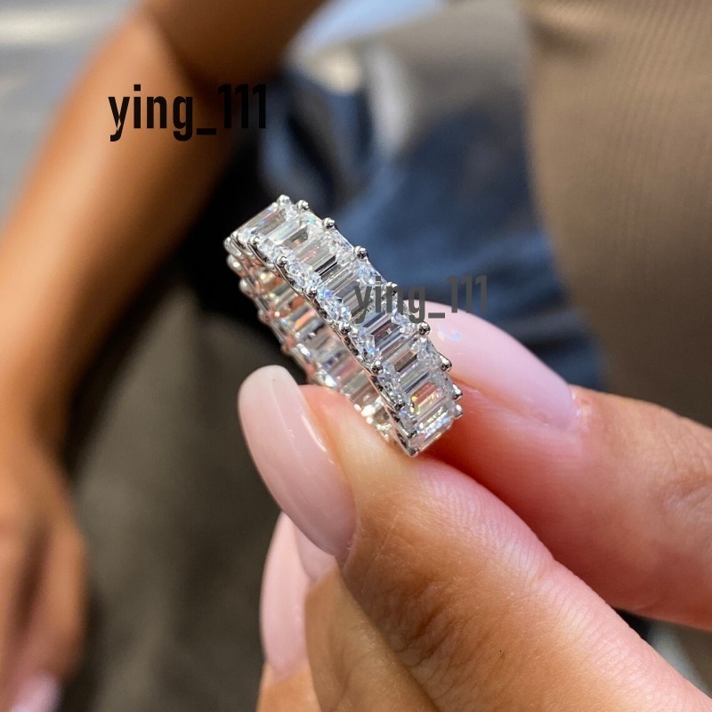 Wedding Rings 18K White Real Gold 5*3.5MM Emerald Cut Full Prong Set Stackable Ring For Women Lab Grown Diamond VCD Women Gold Engagemet Ring w250320