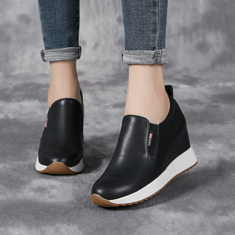 White Wedge Shoes Women Sneakers Spring Autumn Hidden Heels Ladies Loafers Shoes Casual Comfort Wedges Platform Female Shoes 240615