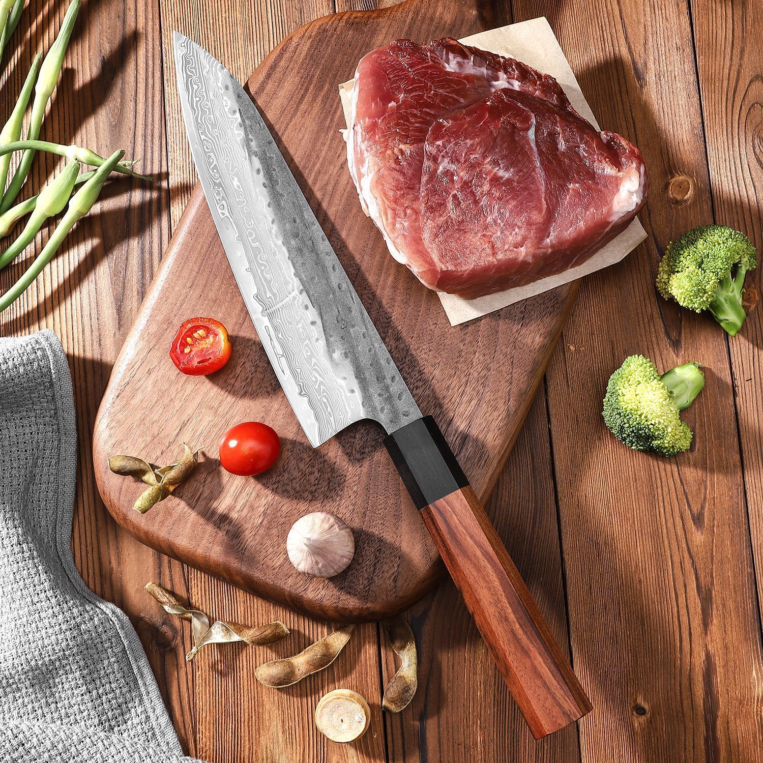 8.2 Japanese Kiritsuke Chef Knife Damascus Steel Tip Vegetable Cutting Machine VG10 Hand Forged Professional Kitchen Knife 250226