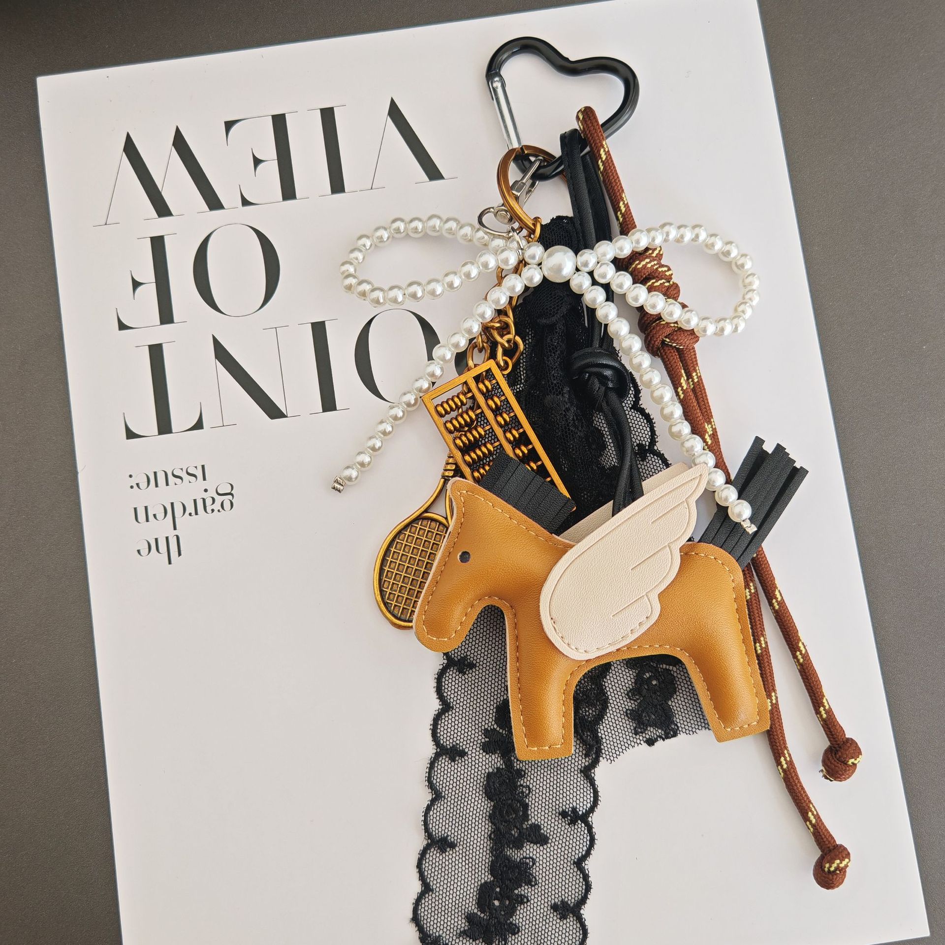 Bag Charms Designer Little Pegasus Airplane charm Letter Keychain Bag Leather Pendant Decoration