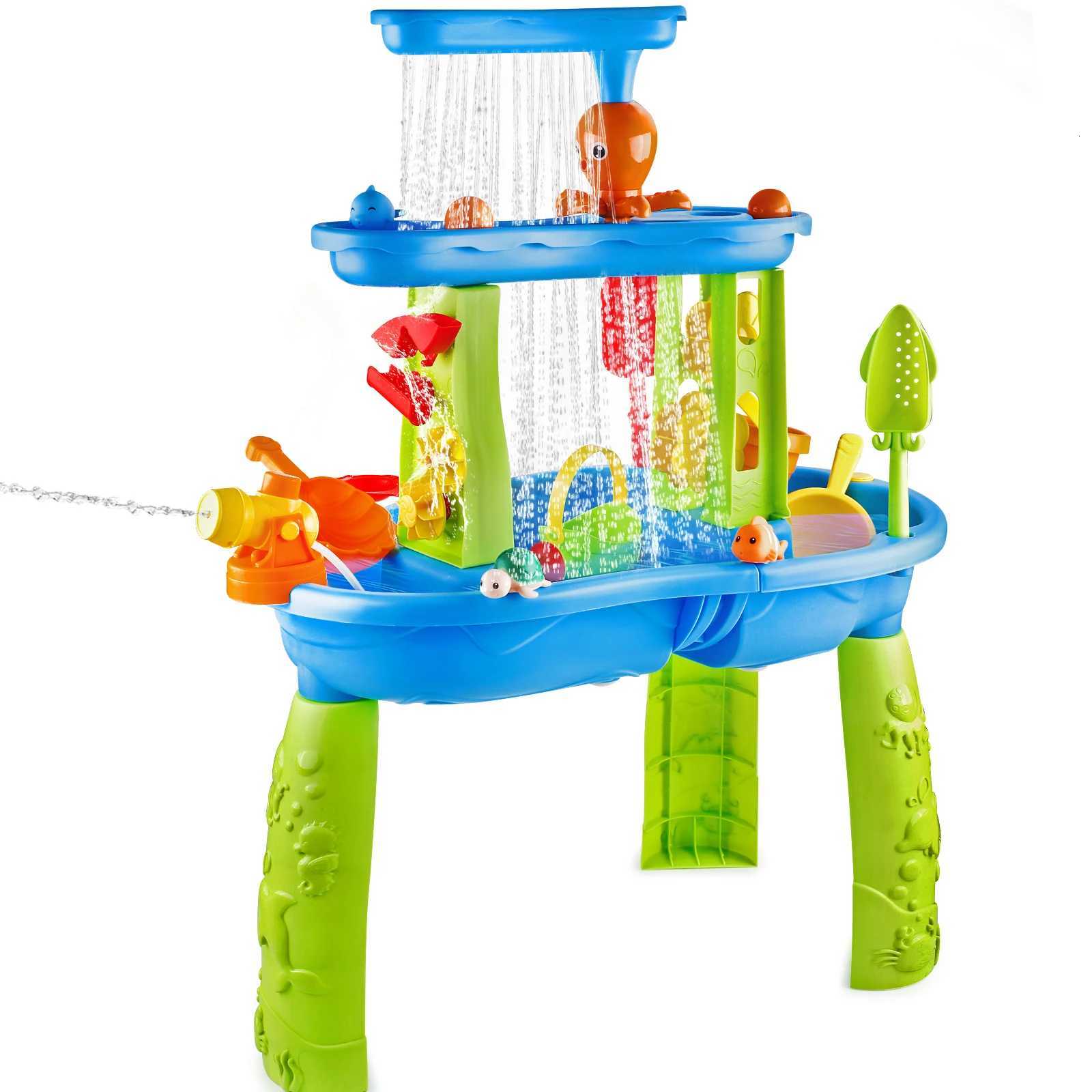 3-Tier Kids Splash Sand Table Water Toys Rain Showers Splash Pond for Outdoor Beach Backyard Halloween/Christmas/Thanksgiving W250823