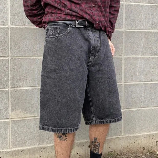 Polar Big Boy Streetwear Skateboard Retro Blue Denim Shorts Harajuku Hip Hop Cartoon Graphics Embroidered Baggy Short Sweatpants 250823