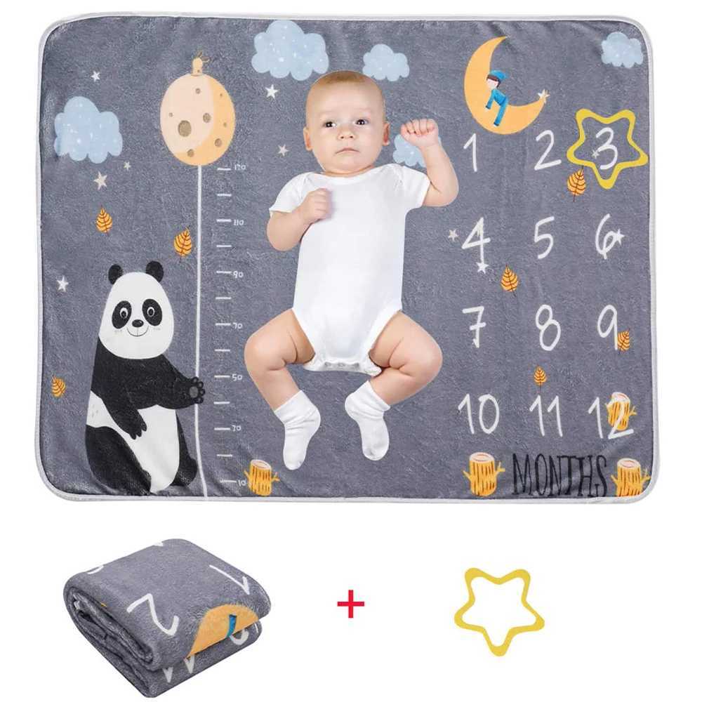 Ylsteed Baby Monthly Milestone Blanket Fleece Photography Background Prop for Boy Girl Lion Animal Rabbit Print Shooting Blanket L250822