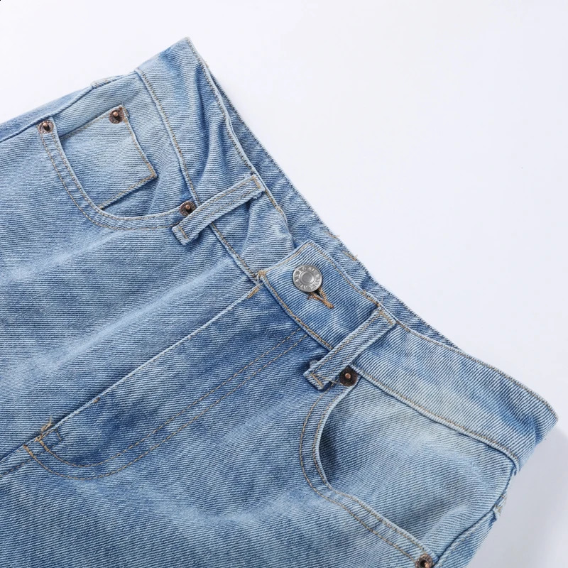 Vintage Contrast Patchwork Women Denim Pants Baggy Wide Leg Straight Jeans Trousers Casual Elegant High Strt Z260313