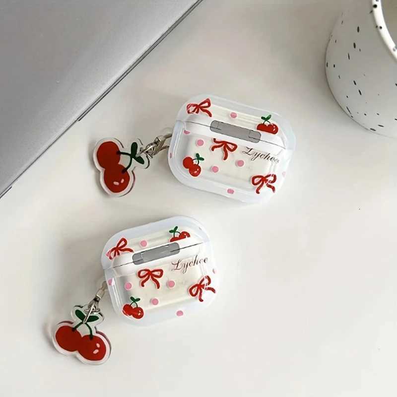 Lovely Cherry Blossom Bow For Air Pods 4 3 Pro 2 1 Bluetooth Headphones Cover with Keychain Silicone Cover Protective Case X250822