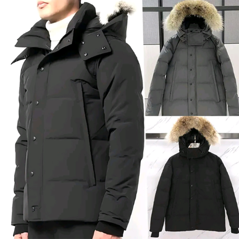 mens Winter jacket Wyndham jacket Parka Homme Warm Outerwear Wolf Fur Hooded Fourrure Manteau Jacket Coat Hiver Doudoune Black Label designer jacket EU size XS-XL