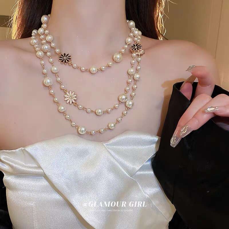 Pendant Necklace luxury jewelry Necklaces Pendants Crystal Pearl Letter Choker Chain Jewelry Accessories